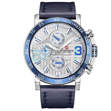 Picture of Naviforce nf-9137 Leather Blue white  Analog Watch for Men