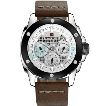 Picture of Naviforce nf-9116 Leather Brown Silver Analog Watch for Men