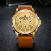 Picture of Naviforce nf-9116 Leather Brown Gold Analog Watch for Men