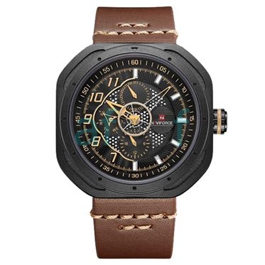 Picture of Naviforce nf-9141 Leather Dark brown Analog Watch for Men