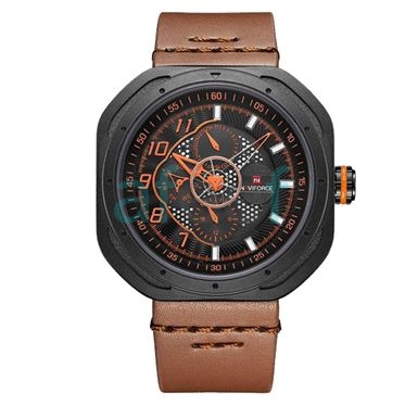 Picture of Naviforce nf-9141 Leather Orange Analog Watch for Men