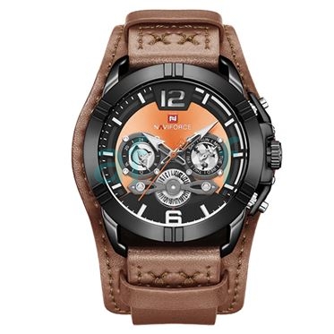 Picture of Naviforce nf-9162 Leather Brown Orange Analog Watch for Men