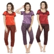 Picture of Short Sleeves Polka Dot Satin Top Pyjama Set (NSR09)