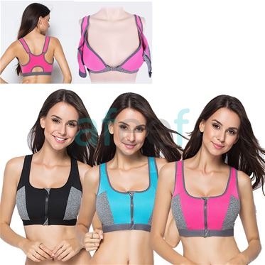 Afeef Online. Soft Padded Sports Bra With Front Zipper Lock (2092)