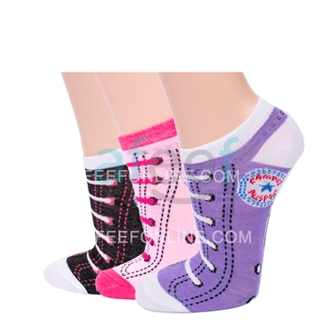 Picture of Ankle Socks Set Of 3 Pair Assorted Colors (AS19)