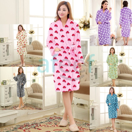 Picture of SOFT FLEECE HOME ROBE WITH HOOD FREE SIZE ASSORTED PRINTS (LMP640)