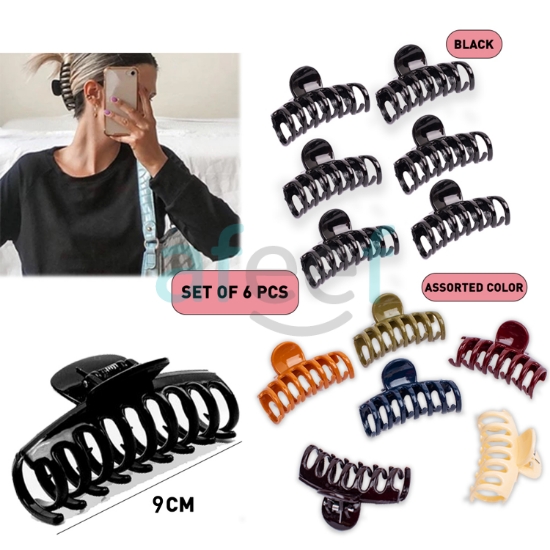 Picture of Classic Claw Clamp Clip For Women  Set Of 6 Pcs Big (HA36)