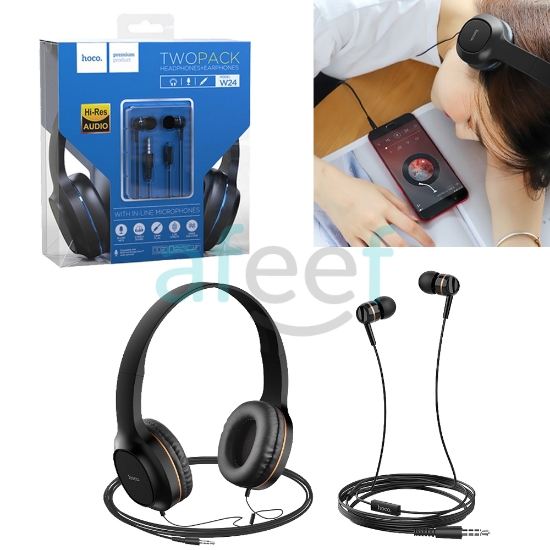 Picture of Hoco Headphones + Earphones pack of 2 (W24)