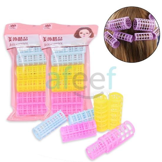 Picture of Hair Styling Plastic Roller set of 12 pcs Curlers Clips Medium (HR01)