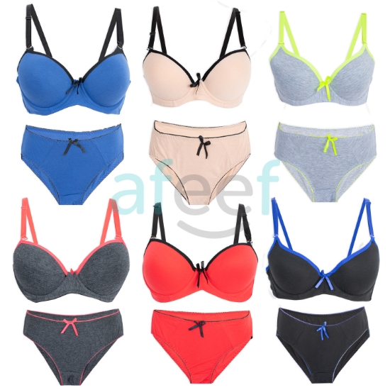 Picture of Soft Padded Under Wired Bra & Panty Set Assorted Colors (G9004)