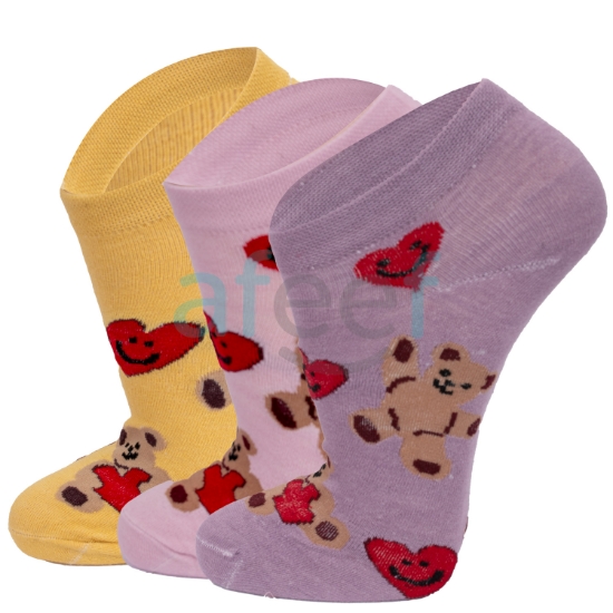 Picture of Teddy Bear Ankle Socks Set Of 3 Pair Assorted Designs (AS29)