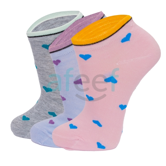 Picture of Heart Design Ankle Socks Set Of 3 Pair Assorted colors (AS27)