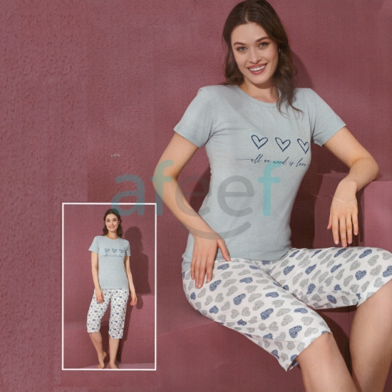 Picture of Women Short and  T-shirts Set Made In Turkey (7051) 
