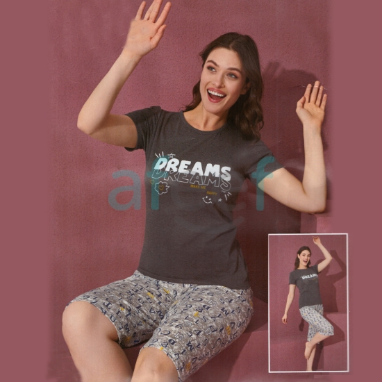 Picture of Women Short and  T-shirts Set Made In Turkey (7052) 