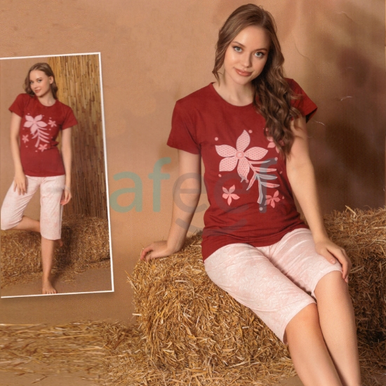 Picture of Women Short and  T-shirts Set Made In Turkey (4414) 