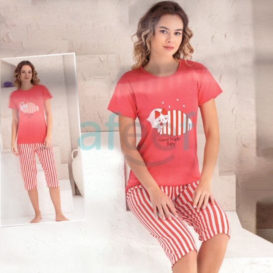 Picture of Women Short and  T-shirts Set Made In Turkey (4362)