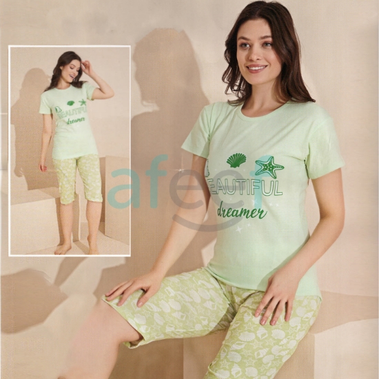 Picture of Women Short and  T-shirts Set Made In Turkey (6059) 