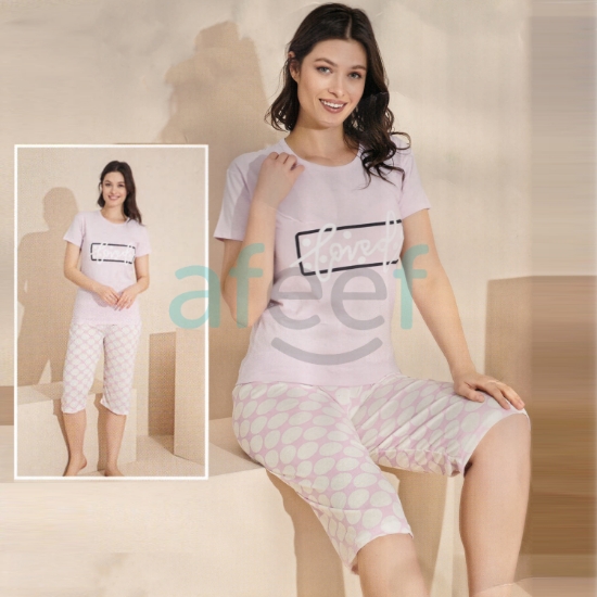 Picture of Women Short and  T-shirts Set Made In Turkey (6061) 
