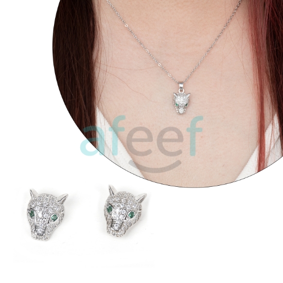Picture of Panther Shape Silver Necklace With Earrings (NH3)