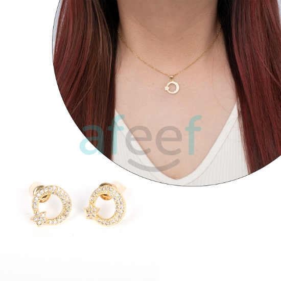 Picture of Round Shape Gold Necklace With Earrings (NH4)