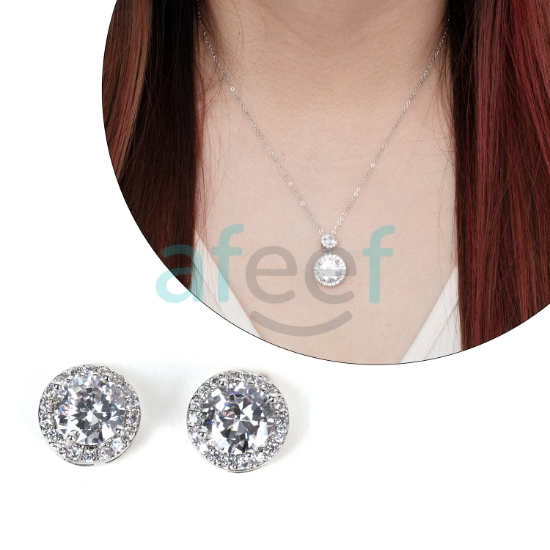Picture of Round Shape Silver Necklace With Earrings (NH5)