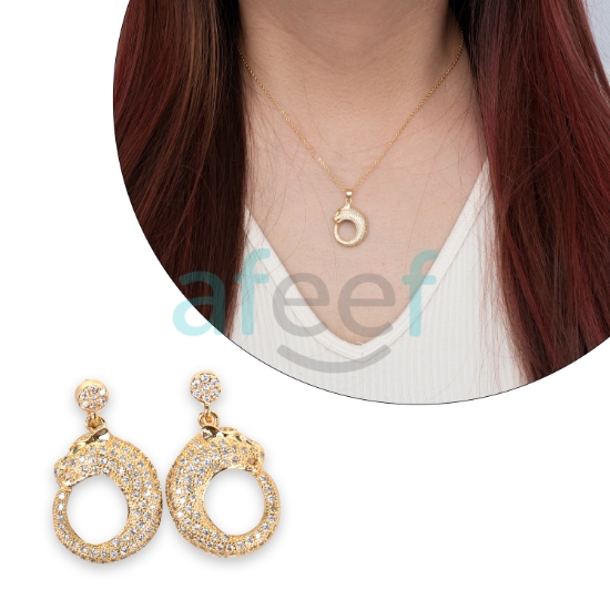 Picture of Round Shape Gold Necklace With Earrings (NH6)
