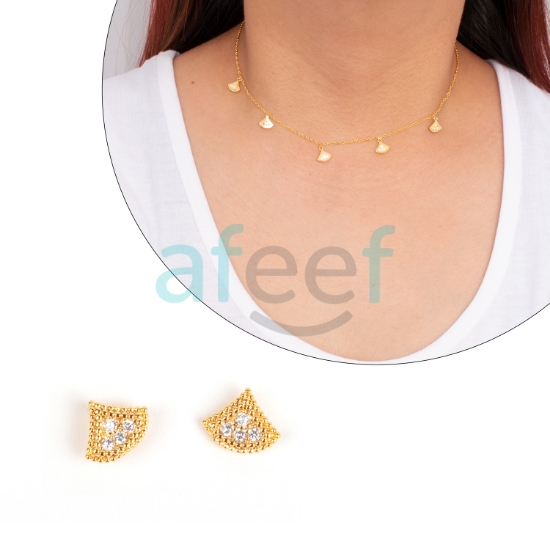 Picture of Flower Shape Choker Set With Earrings (CH03) 