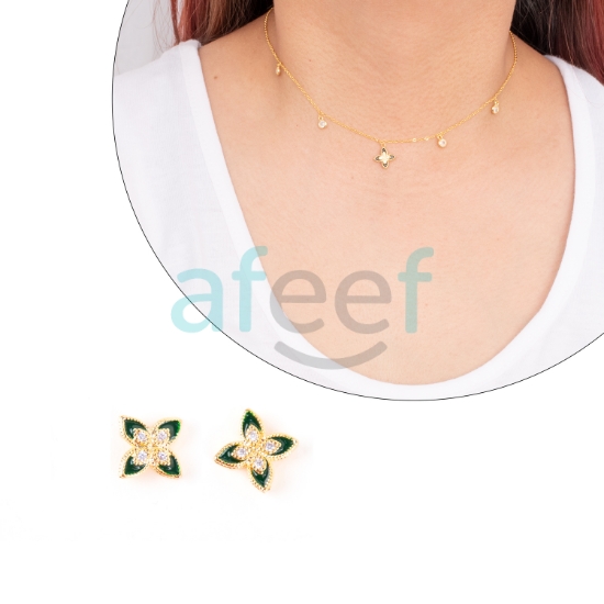 Picture of Flower Shape Choker Set With Earrings (CH02)