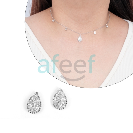 Picture of Silver Round Shape Choker Set With Earrings (CH08)