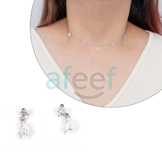 Picture of Diamond Shape Choker Set With Earrings (CH10)