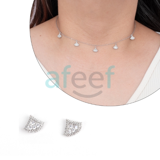 Picture of Flower Shape Choker Set With Earrings (CH11)  