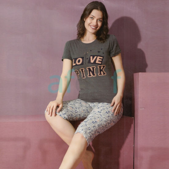 Picture of Women Short and  T-shirts Set Made In Turkey (7326) 