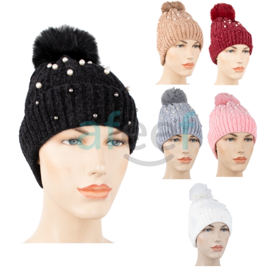 Picture of Design Women Printed Winter Beanie Cap Assorted Colors (DWC1) 