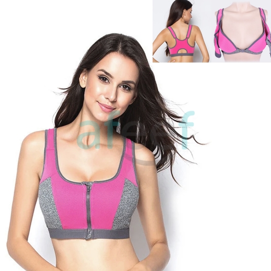 Picture of Soft Padded Sports Bra With Front Zipper Lock (2092)