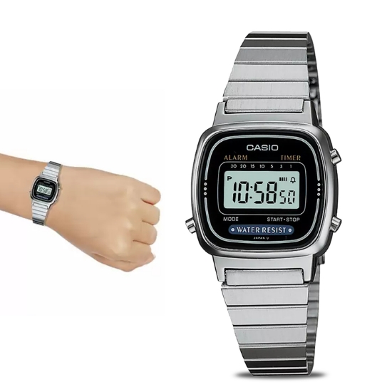 Picture of Casio Unisex Silver Digital Stainless Steel Strap Watch (LA670WD-1DF)