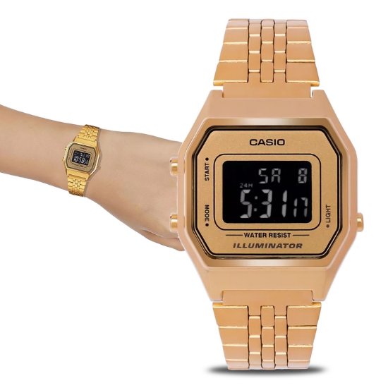 Picture of Casio Women Stainless Steel Gold Strap Digital Watch (LA680WGA-9BDF)