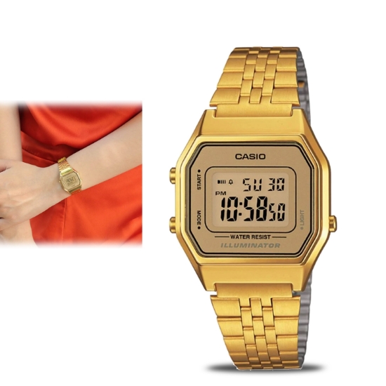 Picture of Casio Women Stainless Steel Gold Strap Digital Watch (LA680WGA-9DF)