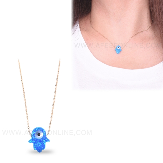 Picture of Blue Hamsa Choker Shape Necklace (P10)