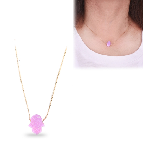 Picture of Hamsa Choker Shape Necklace Pink (P4)