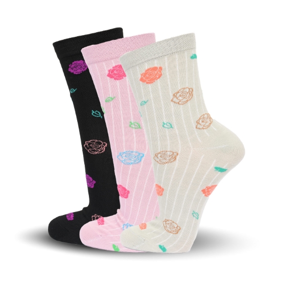 Picture of Women Socks Set of 3 pair Assorted Design (AS87)  